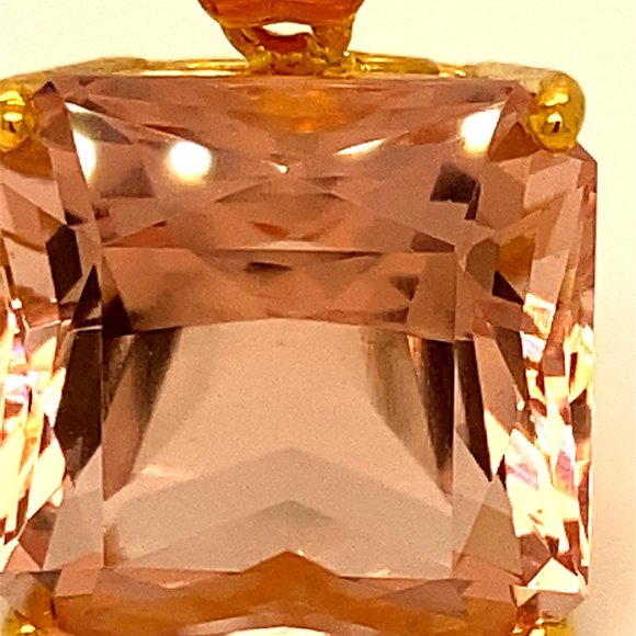 Morganite 20.70ct Solid 18K Yellow Gold Pendant - Picture 7 of 7